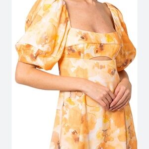 Significant Other Floral Puff Sleeve peach dress 6